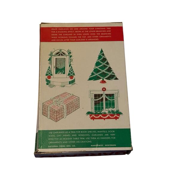 VTG Silver Christmas Garland National Tinsel Co USA Boxed MCM Holiday Decor - Picture 2 of 4